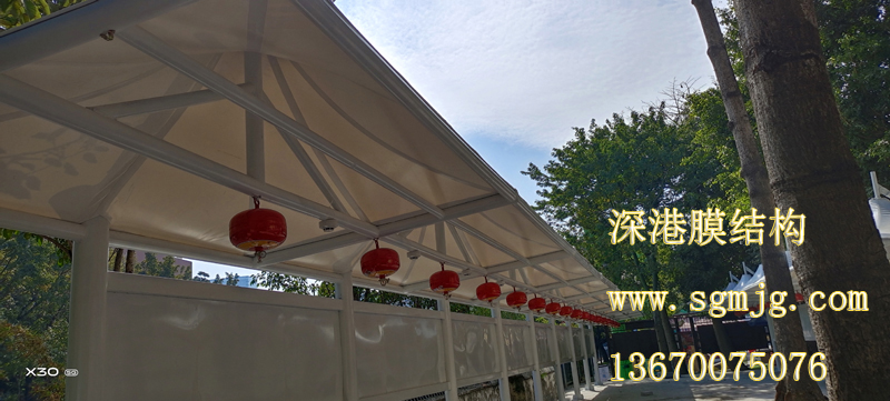 深圳市南山农批市场充电桩膜结构雨棚工程顺利完工